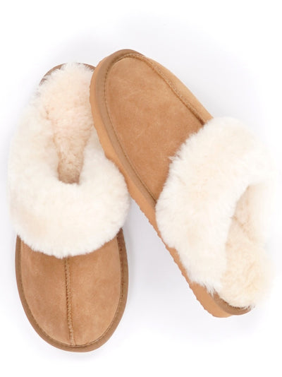 Lammfell-Hausschuhe | Karamell