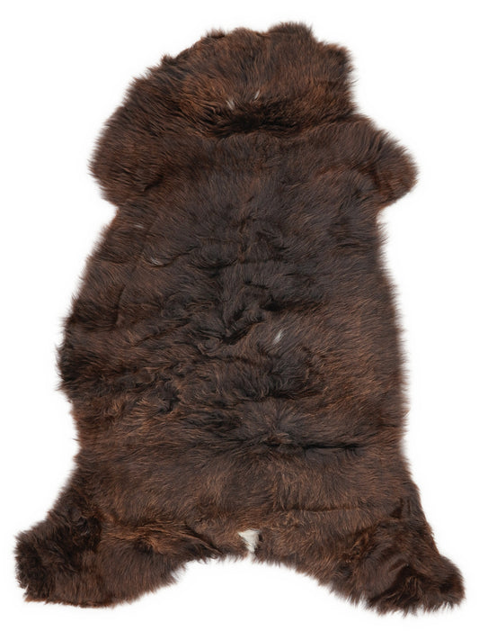 Braunes Lammfell, ca. 105 × 55 cm, von oben fotografiert: genau das Fell, das Sie erhalten
