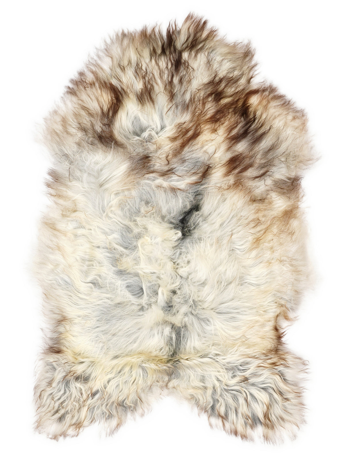 Graues isländisches Schaffell, ca. 120 × 75 cm, von oben fotografiert: genau das Fell, das Sie erhalten